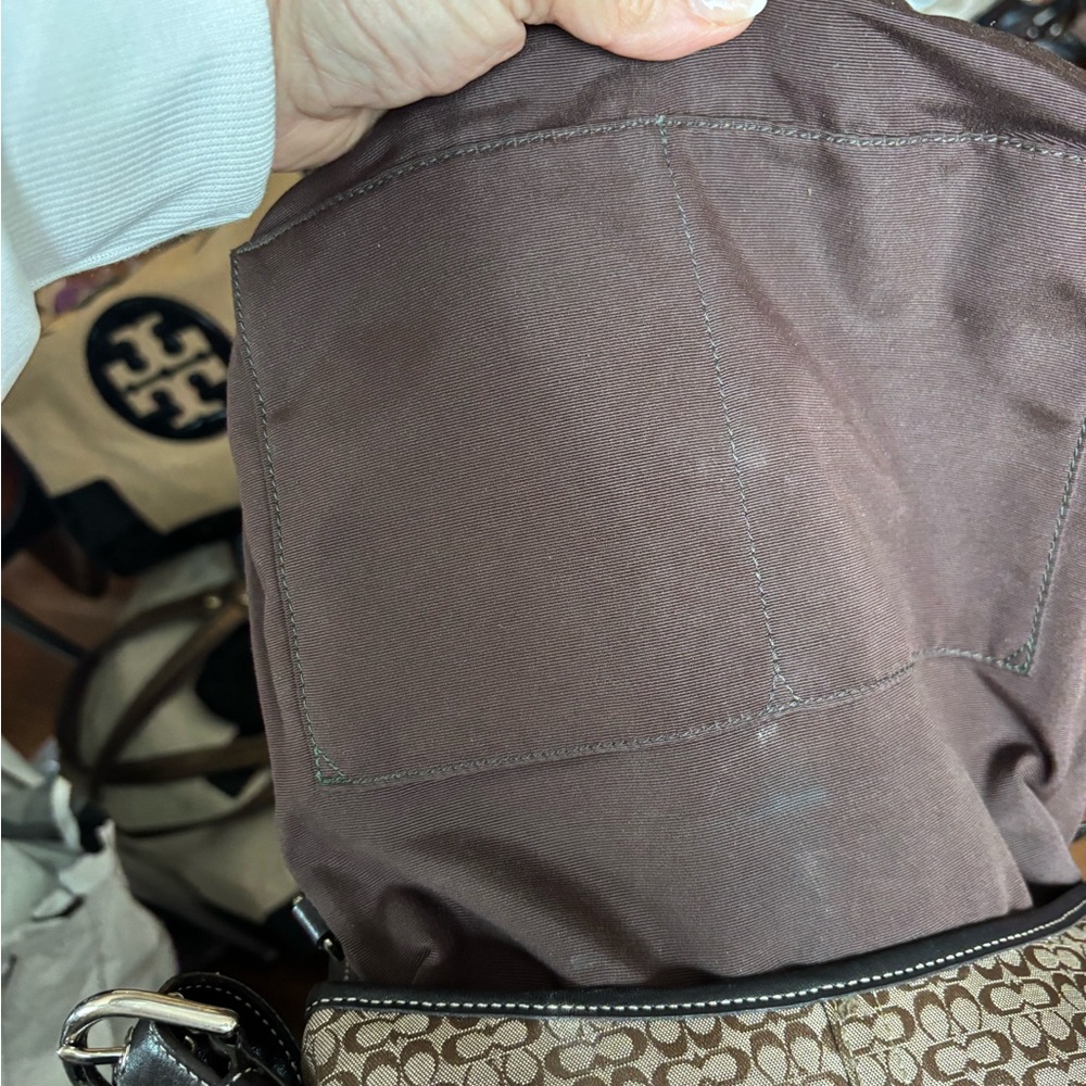Coach VINTAGE F3K-6376 SoHo Mini Signature C Flap Crossbody Tan/Brown Bag EUC - Picture 13 of 16